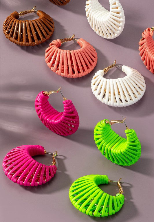 Cord braided cone shape hoop earrings