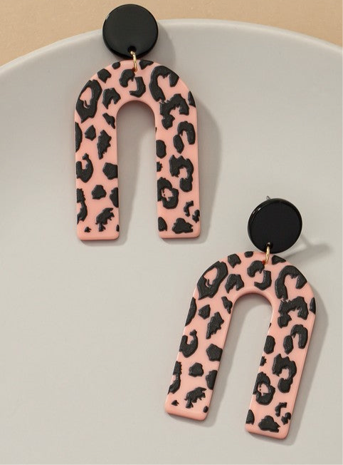 Embossed animal print arch drop earrings